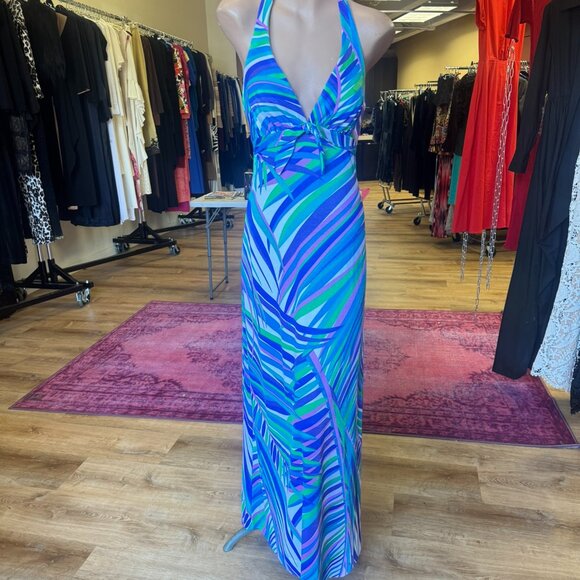 1960s DeWesse Designs Swim Halter Bra Maxi Dress Size 8 - Picture 1 of 12